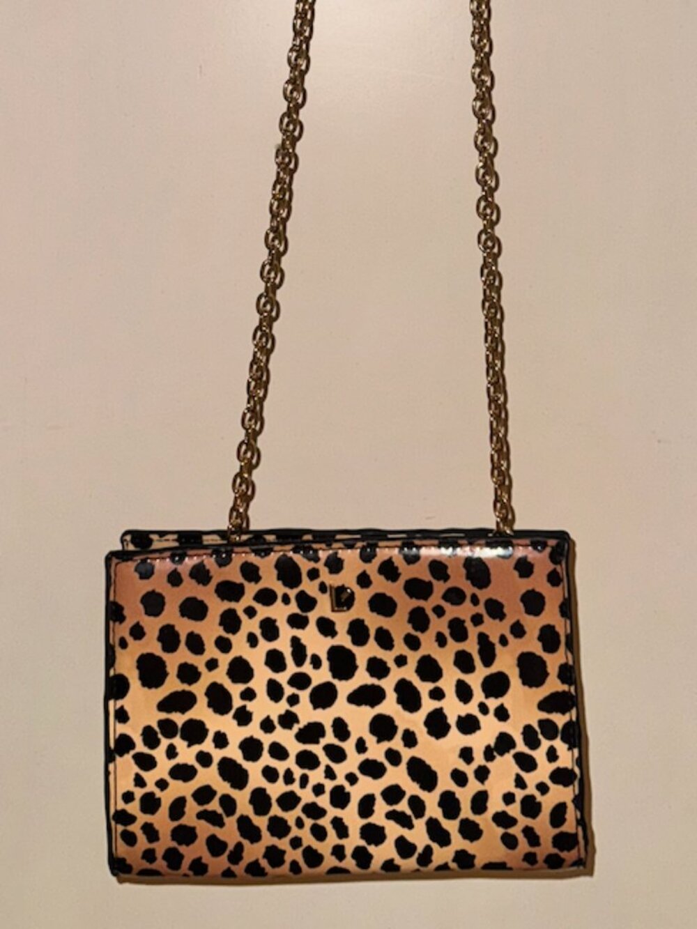 Larroudé Erin Clutch Cheetah Vegan Patent Leather
